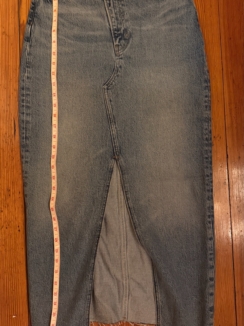 Reformation Nila Long Midi Denim Skirt in Faded Blue - Picture 7 of 10